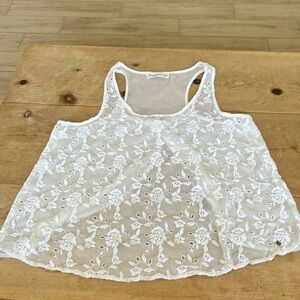 Abercrombie & Fitch Sheer Floral sleeveless top. Size L cream color.